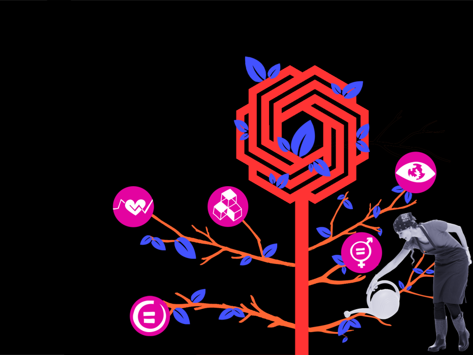 An illustration of the SDGs arranged as part of a flower