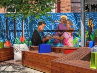 Mural showing diversity of Australia’s Indigenous people