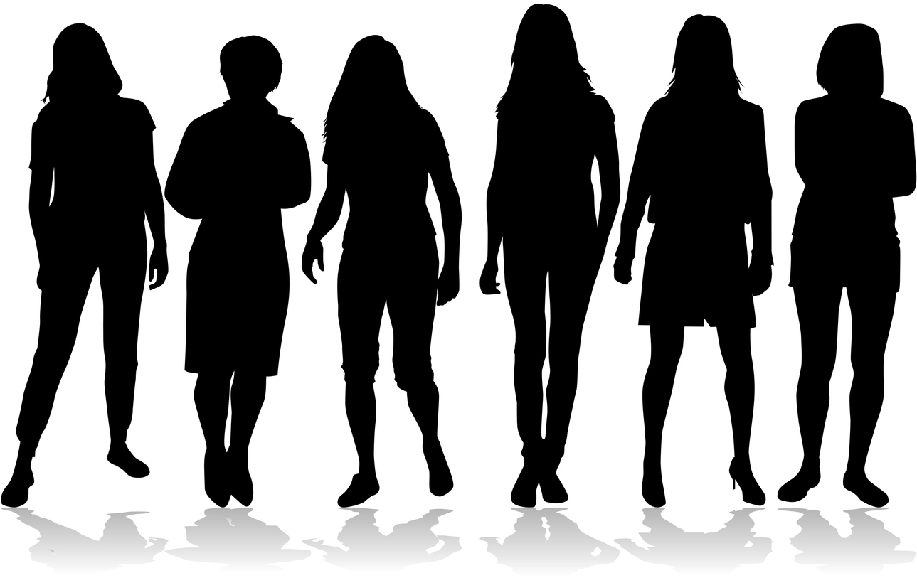 Silhouettes of various business people