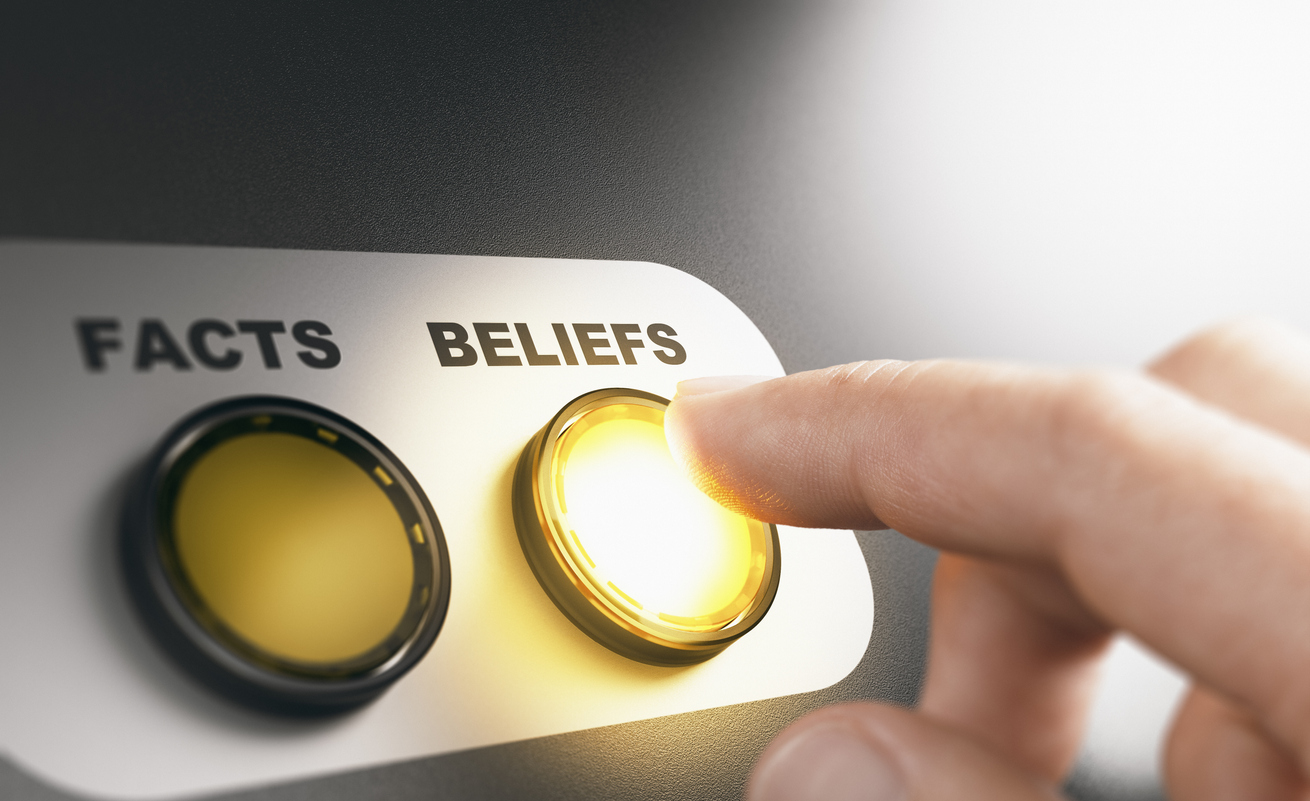 Two push buttons, one marked 'Facts' and the other labelled 'Beliefs'