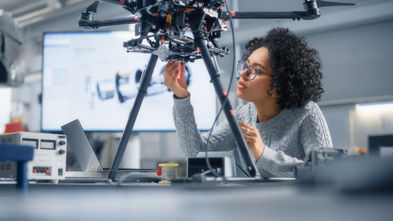 Engineer, working on drone