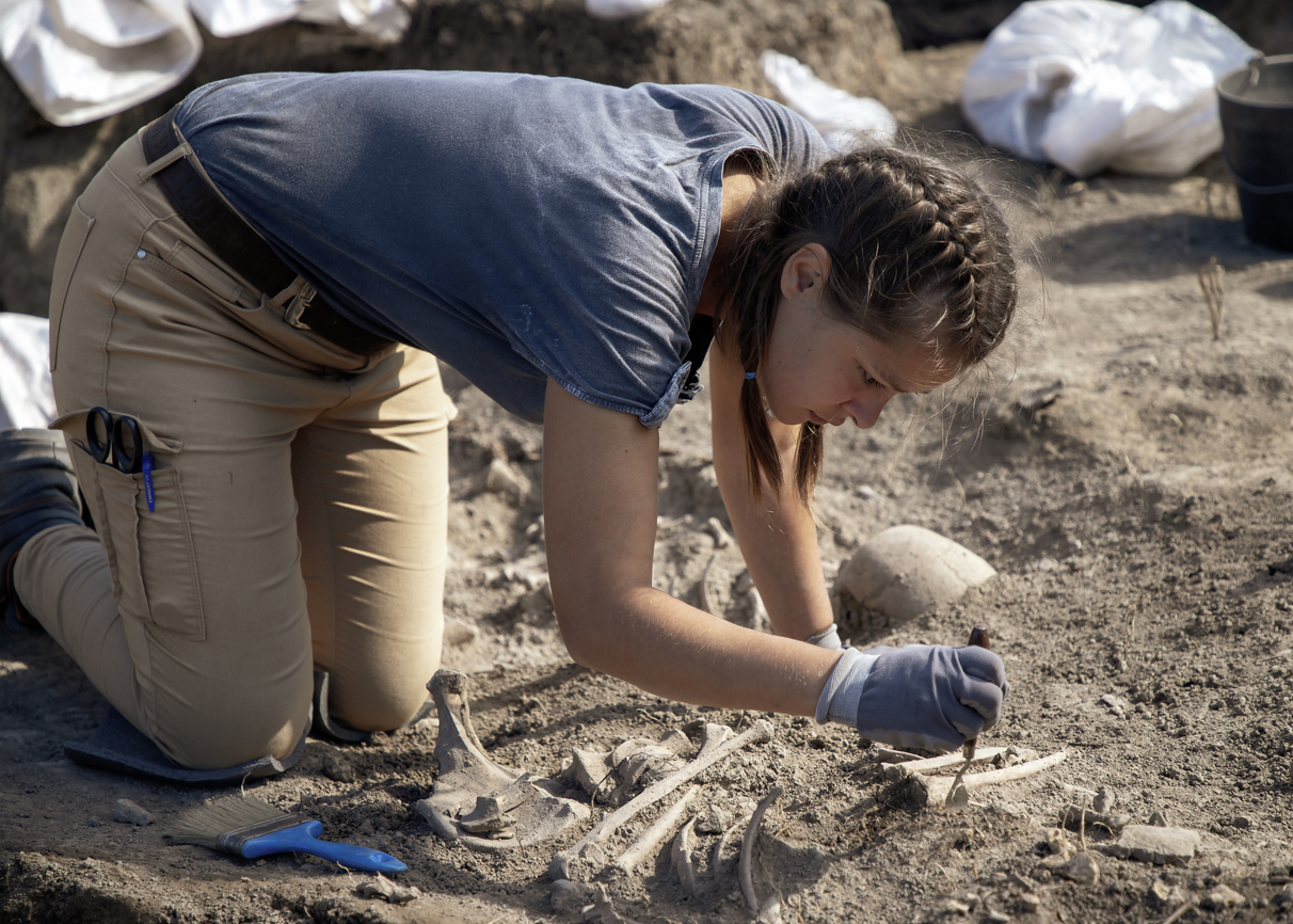 Archaeologist on excavation