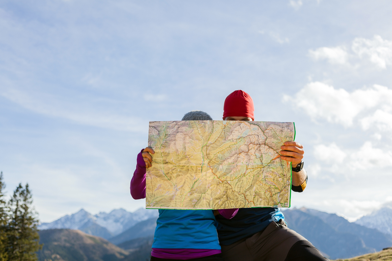 couple looking at map