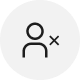 Line icon of a person next to a X symbol