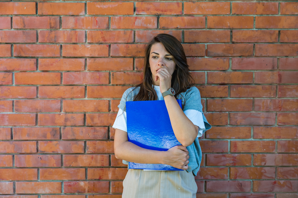 Stressed-looking student