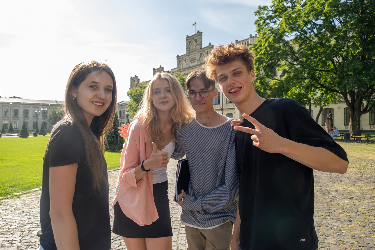 Students visiting university campus