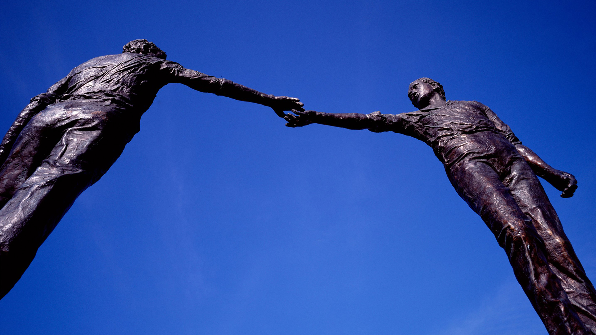 The Hands Across the Divide monument in in Carlisle Square, Derry