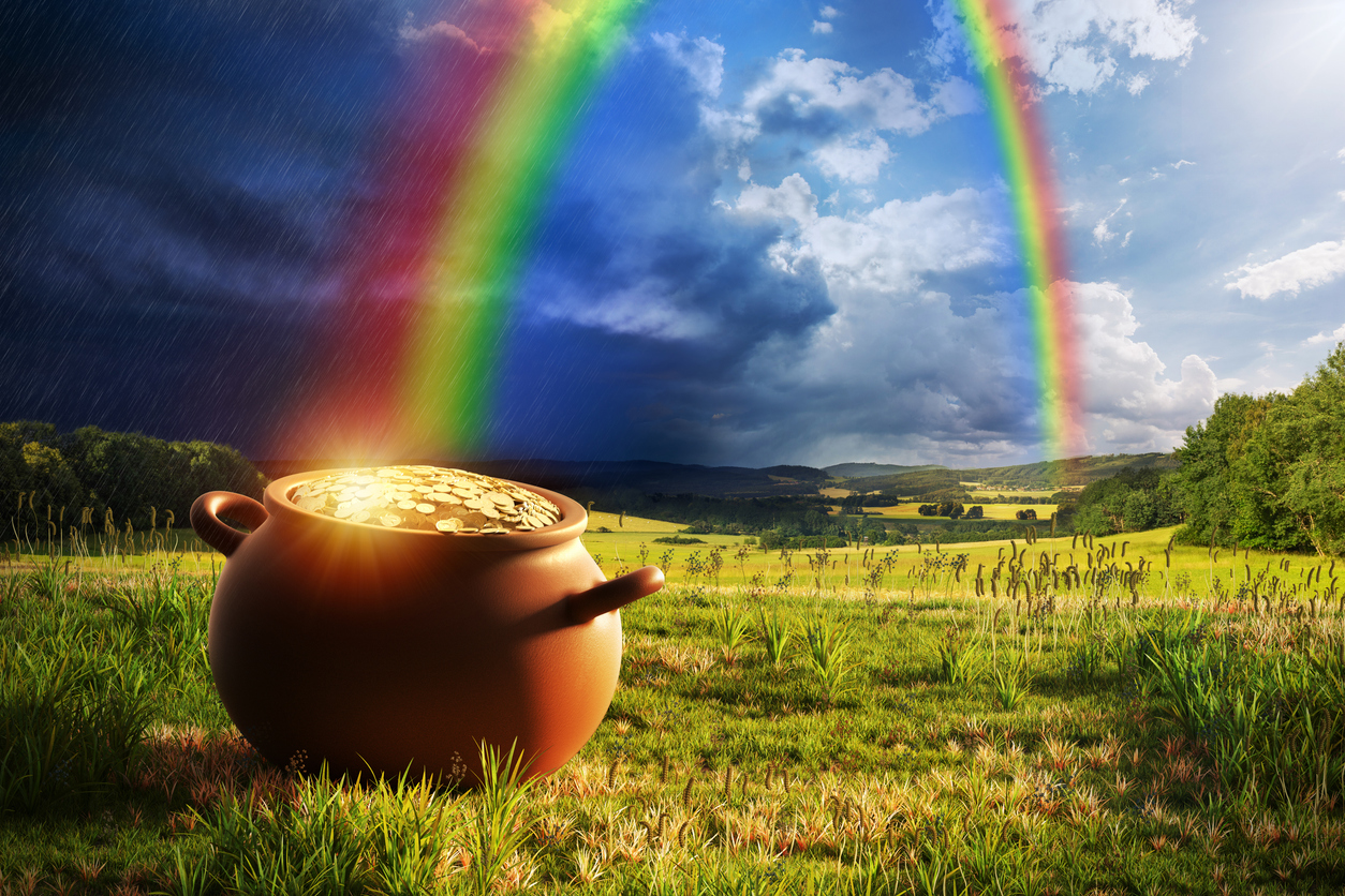 Pot of gold at end of the rainbow