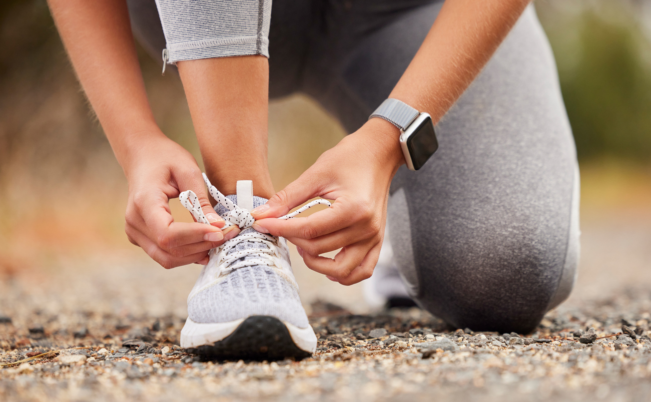 woman getting ready to run