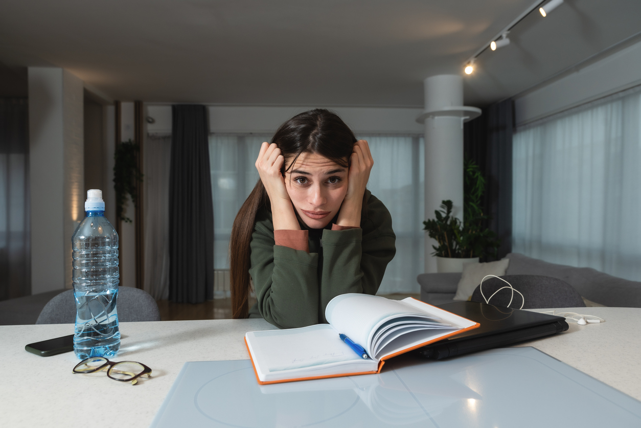 Student looking stressed and overwhelmed