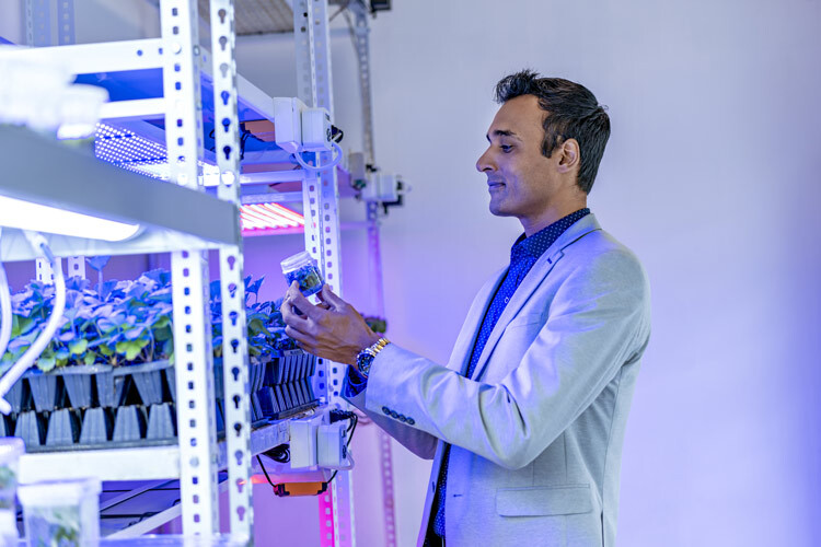 Asutosh Sharma working in one of the 12 laboratories located within the Bioengineering Center at the Querétaro Campus that was unveiled in 2019.