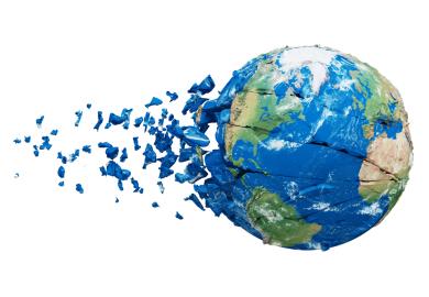 Globe, shattering on one side