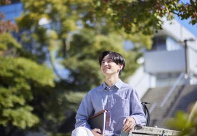 Japanese student on campus