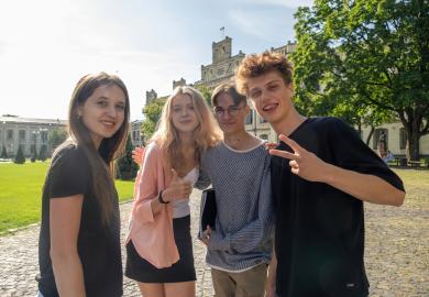 Students visiting university campus