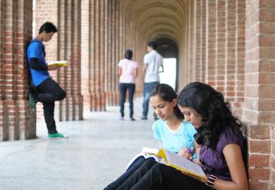 Students at university in India