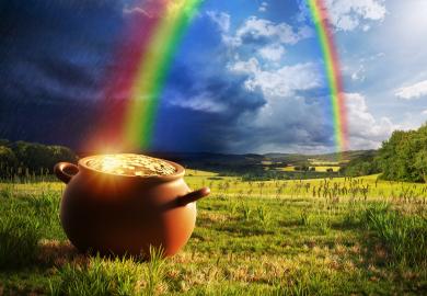 Pot of gold at end of the rainbow