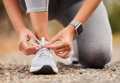 woman getting ready to run