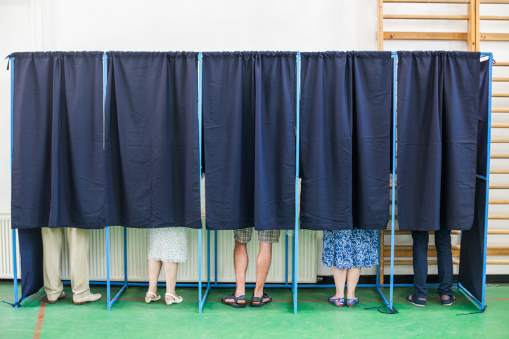 why our polling booth so small.. shared and no curtain one ...