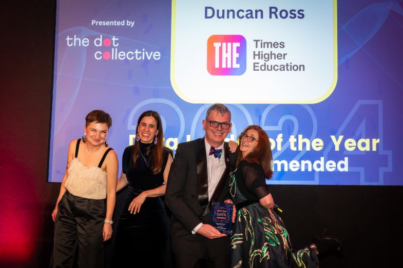 Picture of Duncan Ross, THE chief data officer receiving the award