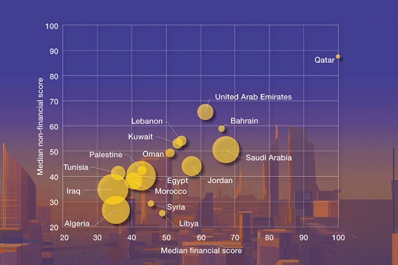 Bubble chart for Arab University Rankings showing which countries deliver the most ‘bang for buck’