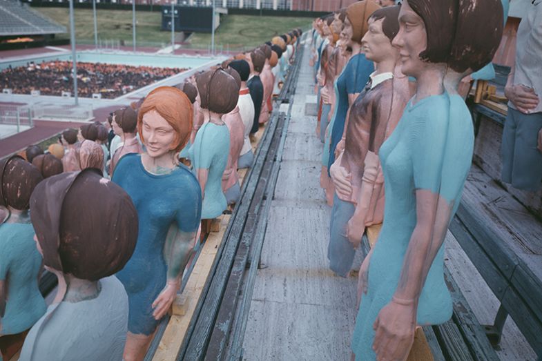 Dummies in a grandstand