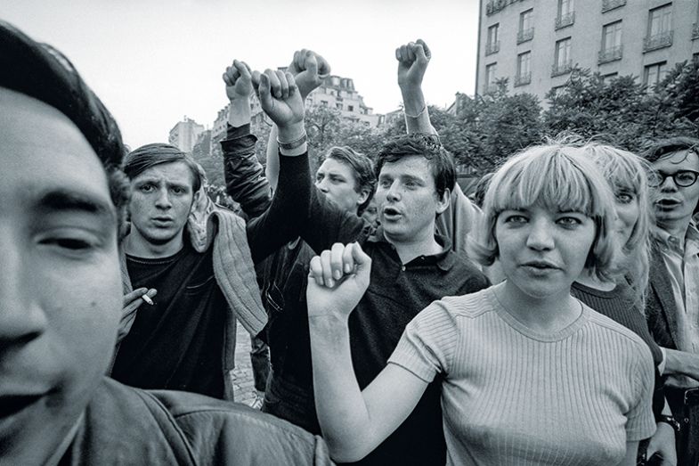 Students raise fists in defiance