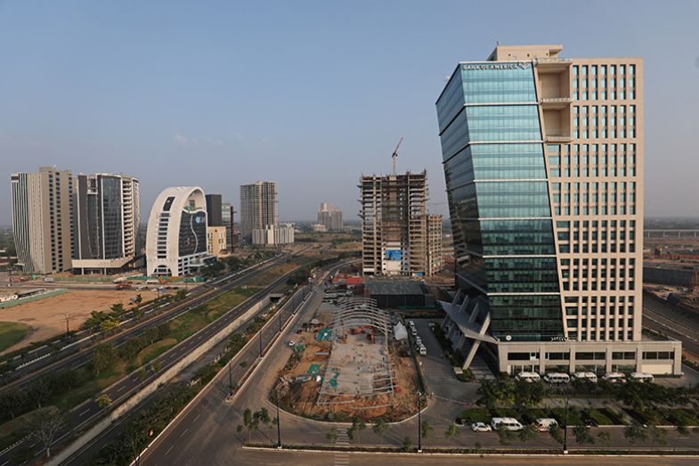 A general view of office buildings at the Gujarat International Finance Tec-City (GIFT) at Gandhinagar, India, 8 December 2023