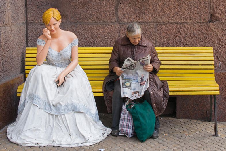 Princess on a bench