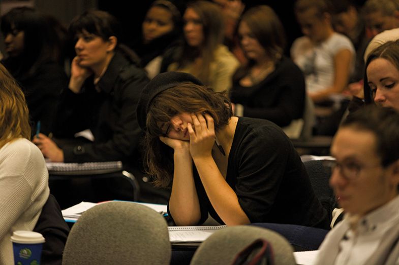 Student asleep in lecture