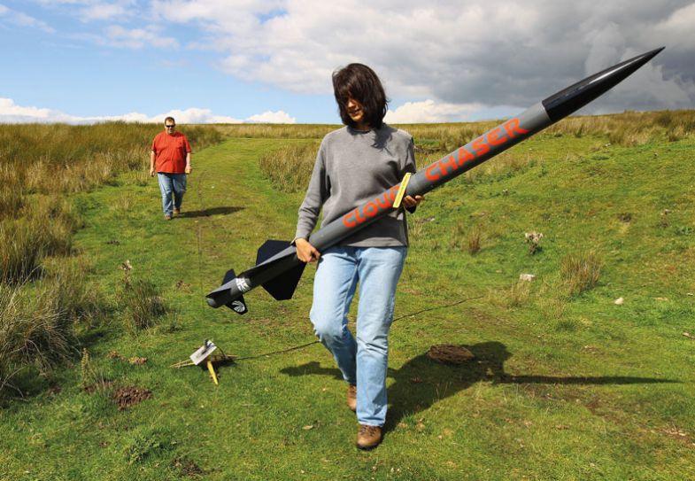 Enthusiats prepare launch rockets 