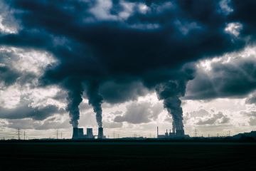  two brown-coal fired power plants with pollution, Germany.