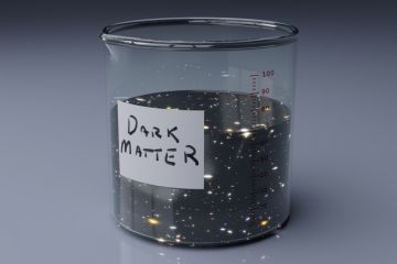 A scientific flask marked "dark matter"