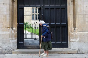 elderly woman outside oxford university