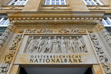 Facade of the Austrian National Bank in Vienna, Austria, Europe
