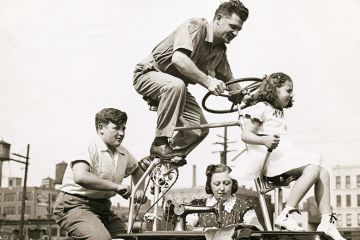 Family riding a bike