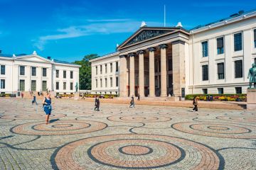 University Square on the University of Oslo central campus in downtown Oslo Norway