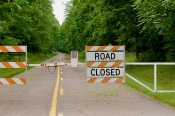 A gate on the Blue Ridge Parkway near Roanoke is closed to through traffic.