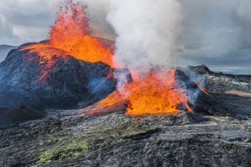 Lava erupts from volcano in Iceland