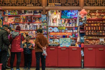 Market stalls at Qianmen Street.