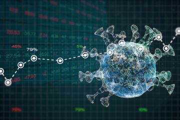 A graph and a coronavirus image