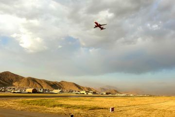 A plane takes off from Kabul airport