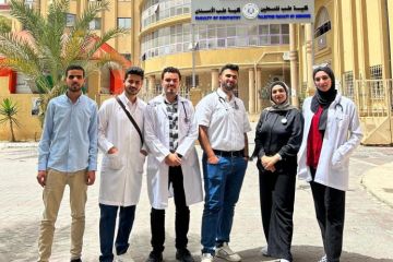 Manar Al Khodari, far right, with classmates at Al-Azhar University