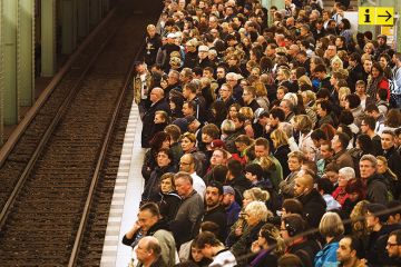 crowd on train platform