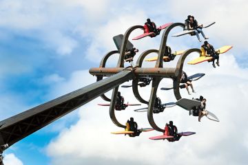 Patrons enjoy the rides at Dreamworld, Gold Coast, Australia