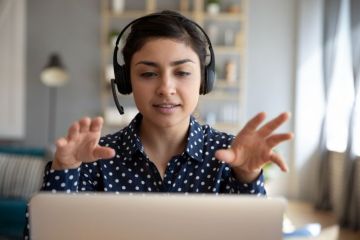 Woman holds conversation online