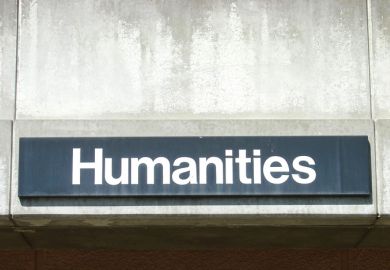 A humanities sign on a university building