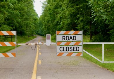 A gate on the Blue Ridge Parkway near Roanoke is closed to through traffic.