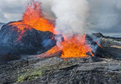 Lava erupts from volcano in Iceland