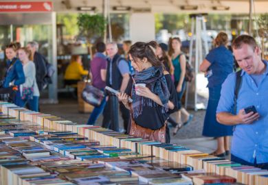 London, UK - September 10, 2015 People looking for book bargain in The South-bank Centre's Book Market