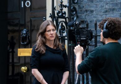 Michelle Donelan being filmed outside 10 Downing Street